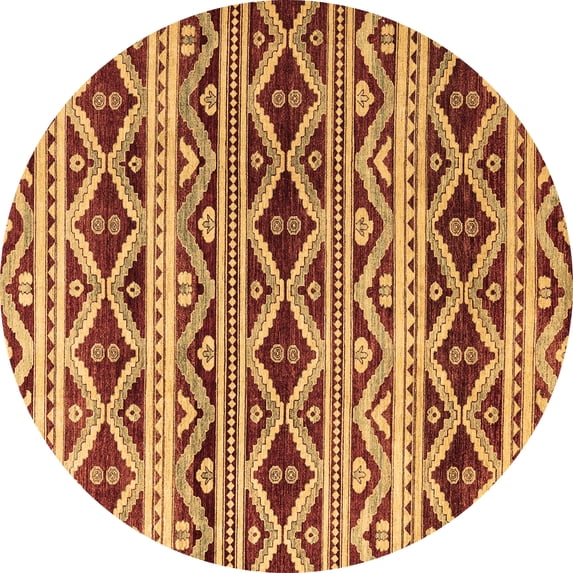 Ahgly Company Indoor Round Oriental Brown Modern Area Rugs, 7' Round