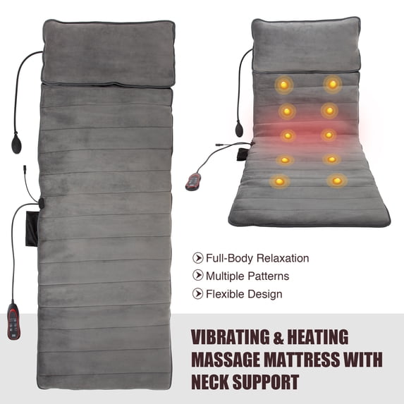 Full Body Massage Chair Cushion Mat w Heat for Leg Back and Shoulder Pain Relief