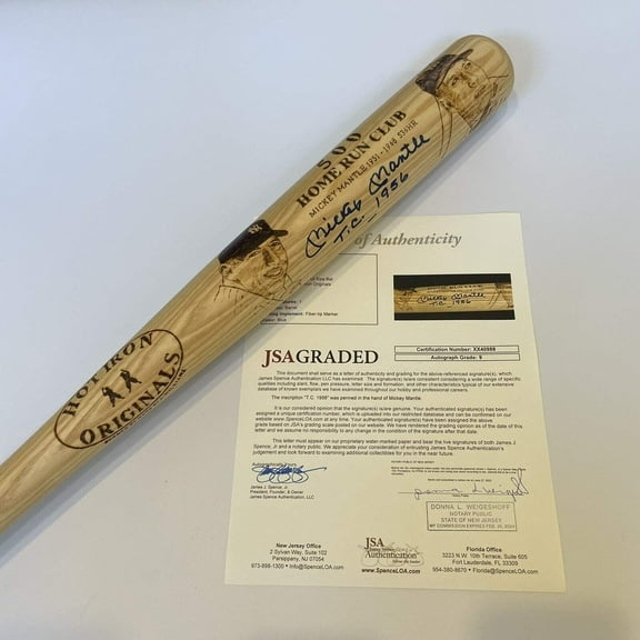 Stunning Mickey Mantle "Triple Crown 1956" Signed Baseball Bat JSA Graded MINT 9