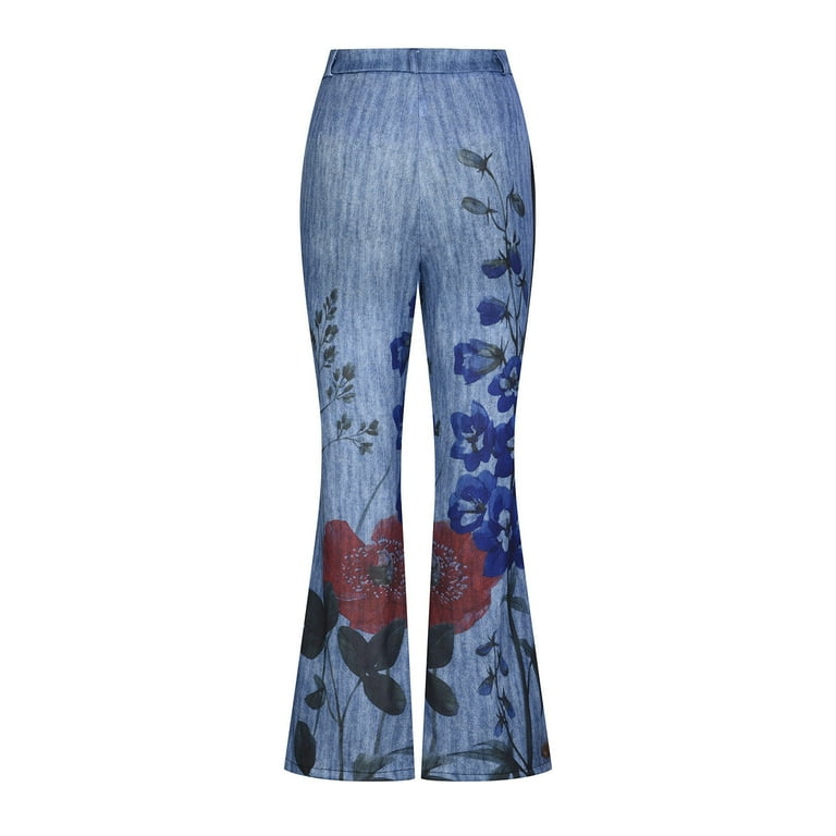 Flower print trousers Blue