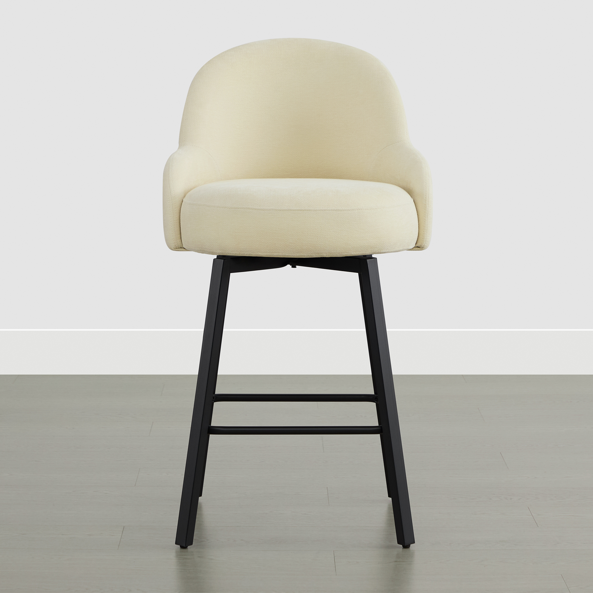 Spruce & Spring Counter Height Swivel Bar Stool with Upholstered Seat and Footrest Set of 2, Beige