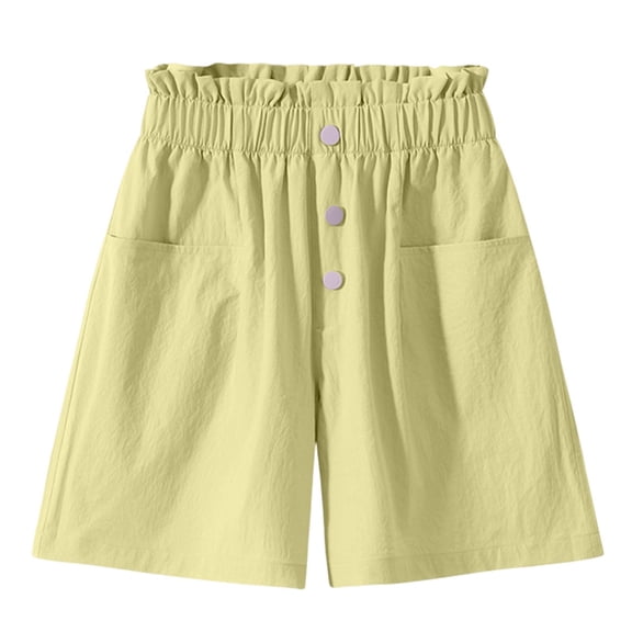 OGLCCG Girls Bermuda Shorts Casual Summer High Waist Long Sweat Shorts Loose Beach Lounge Shorts with Pockets 4-16 Years