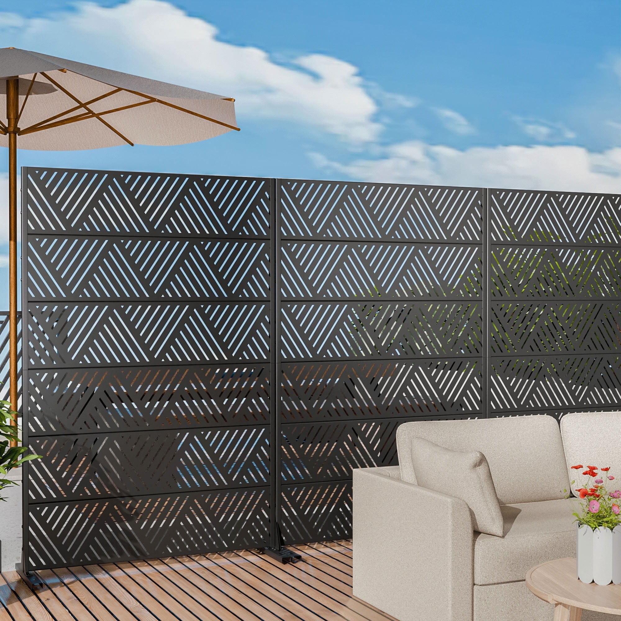 MAYEERTY 6 Panels Outdoor Privacy Screen, Metal Decorative Privacy Fence, Privacy Panel for Patio, Balcony, Backyard, Garden