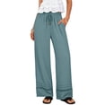 thumbnail image 2 of Idoravan womens loose pants casual womens holiday pant Women's Solid Color High Waisted Loose Wide Leg Pants With Elastic Waistband And Pocket Casual Pants, 2 of 8