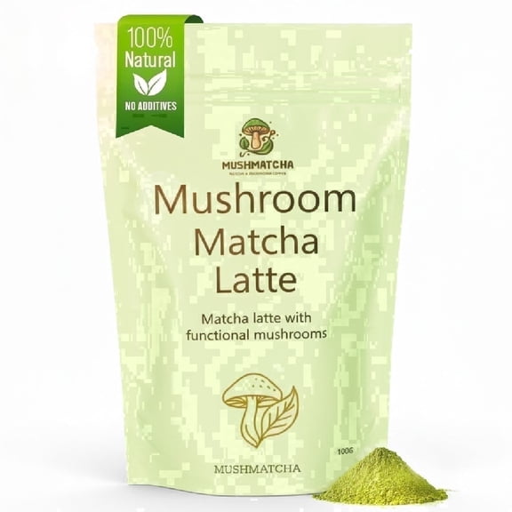 MushMatcha Mushroom Matcha Latte Vegan with Adaptogens 1 Count 3.5 oz