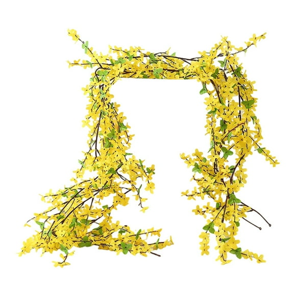 FUYPSE 2026 New Arrivals Artificial Flowers Outdoor Winter Jasmine Small Yellow Flower Home Living Room Wall Decoration Vine and Green Plants
