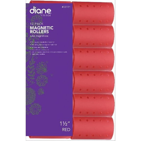 Diane Magnetic Hair Roller, Red, 1 1/2 Inch