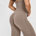 thumbnail image 4 of Leggings de entrenamiento for mujer, pantalones de Yoga sin costuras, de pierna ancha, acampanados, de cintura alta, suaves, sin costura frontal, gimnasio, Control de barriga, 4 of 5