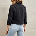 thumbnail image 7 of WAGUTH Vintage Denim Cropped Jacket for Women Lapel Button Down Long Sleeve Classic Jean Jacket Casual Street Daily Outerwear, 7 of 7