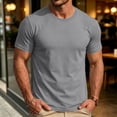 thumbnail image 7 of EANJE Men's T-Shirt Short Sleeve Crew Neck T-Shirt Casual Solid Color Outdoor Running Sports Breathable Tees or Daily Workout Wear Light Gray M, 7 of 7
