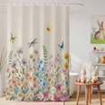 thumbnail image 6 of Shower Curtain Spring Floral Shower Curtains for Bathroom Decor, Waterproof Polyester Shower Curtain Set with Hooks, Extra Long 72" x 96" Watercolor Flower Butterfly Dragonfly, 6 of 9