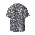 thumbnail image 2 of Vsdgher Daisies Flowers Print Men's Wrinkle Free Untucked Cuban Shirt Business Casual Button Down Shirts Short Sleeve Shirt, 2 of 7
