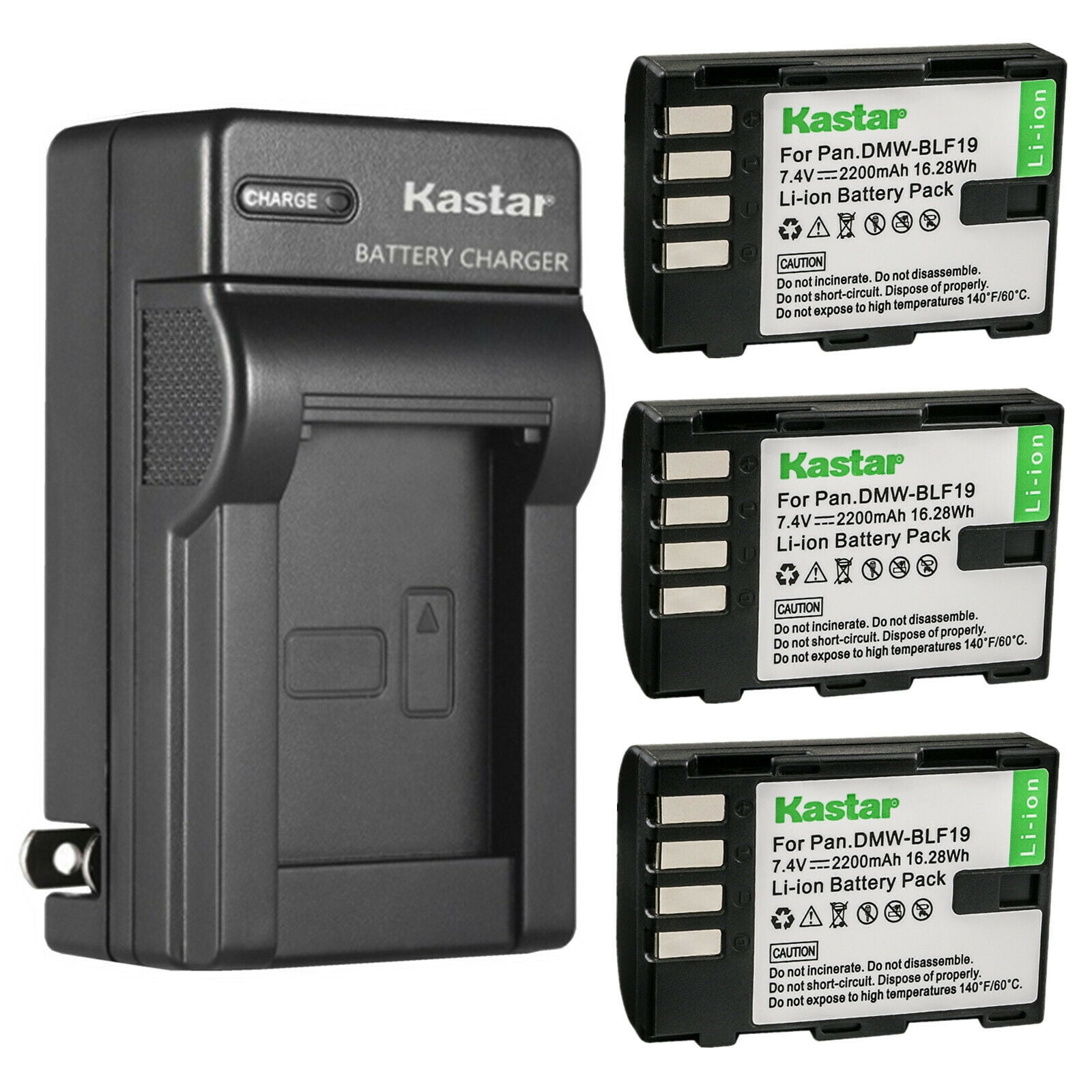 Kastar 3-Pack Battery and AC Wall Charger Replacement for Panasonic Lumix DMC-GH3HGK Lumix DMC-GH3KBODY Lumix DMC-GH4 Lumix DMC-GH4A Lumix DMC-GH4H Lumix DMC-GH4KBODY