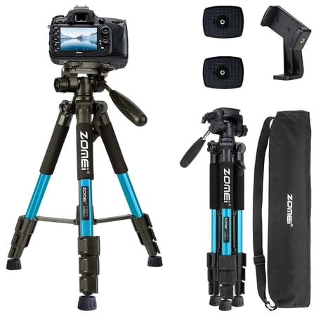 ZOMEI 57/74 Inch Heavy Duty Tripod Stand for Cameras, Cell Phones, Projectors, Webcams, Spotting Scopes - Complete Unit for Canon, Nikon, Sony - Perfect for Phone & Camera Photography