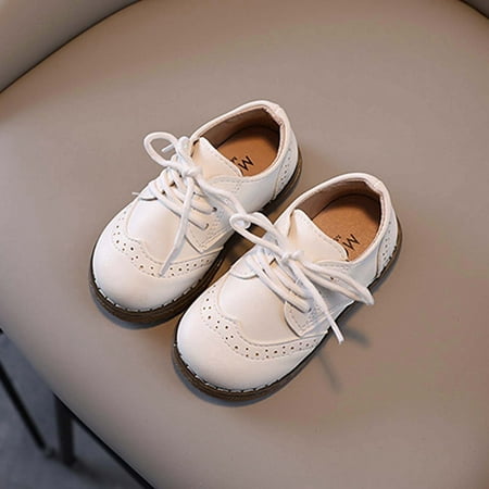 kakina CMSX Toddler Boys Girls Dress Shoes Little Kid Oxford Shoes Wedding Church Dress Shoes PU Leather Lace Up School Uniform Loafer Flats 9.5 M(26)