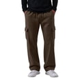 thumbnail image 2 of UDAUDU Men's Cargo Sweatpants Wide Leg Comfortable Fleece Casual Joggers Cotton Baggy Loose Fit Drawstring Elastic Waist Pants with Pockets Brown 2XL, 2 of 7