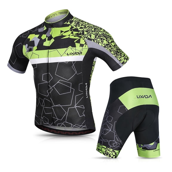 YAHHU Men Cycling Jersey Set Breathable Quick-Dry Short Sleeve Biking Shirt Gel Padded Shorts MTB Cycling Outfit Set Bicycle Clothing Green Large Pack of 1