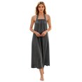 thumbnail image 6 of Women's Halter Maxi Dress, Sexy Backless Cotton Linen Long Dresses, Loose Fit Pleated Front Summer Beach Vacation Boho Sundress, 6 of 8