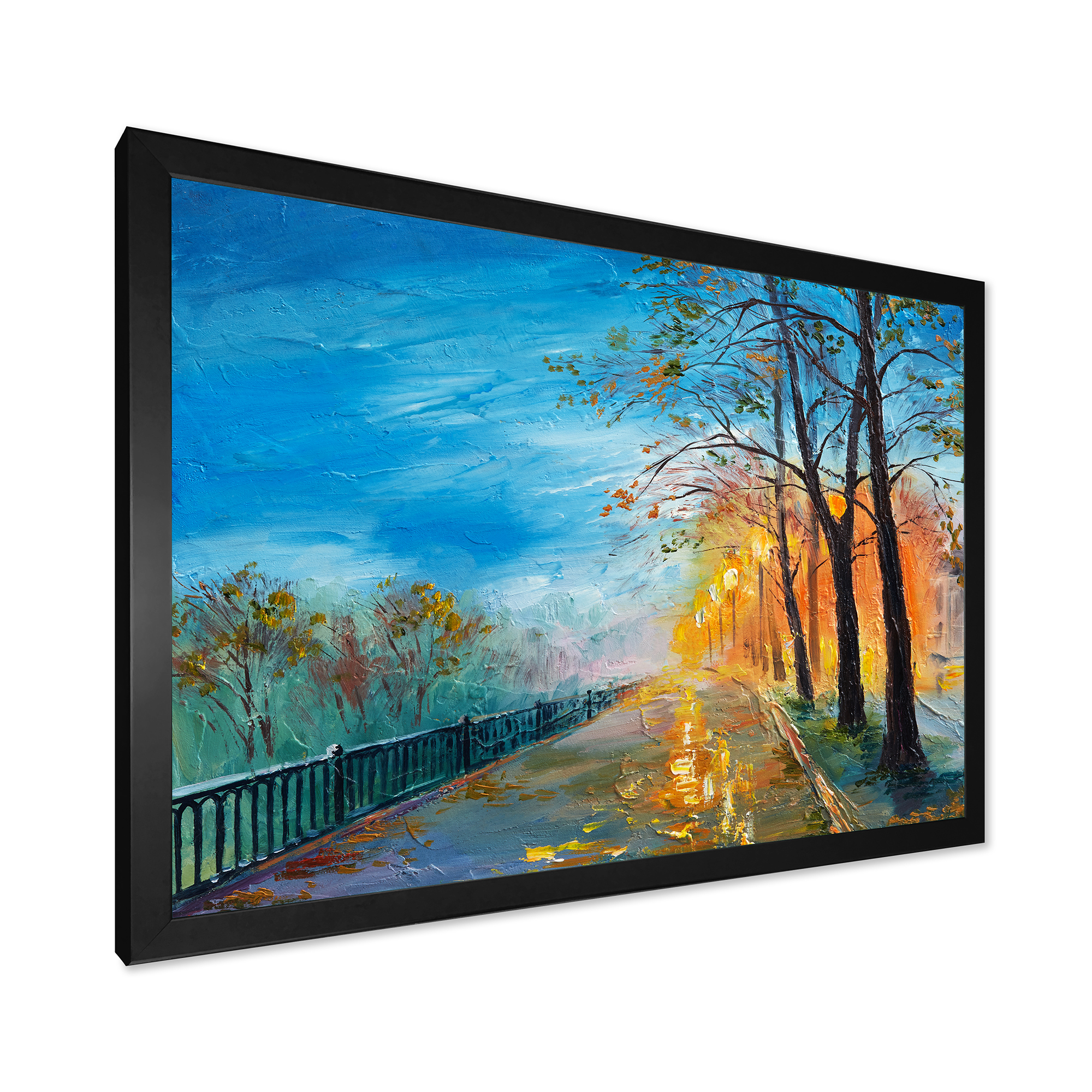 Designart 'Autumn Road in Evening' Traditional Framed Art Print