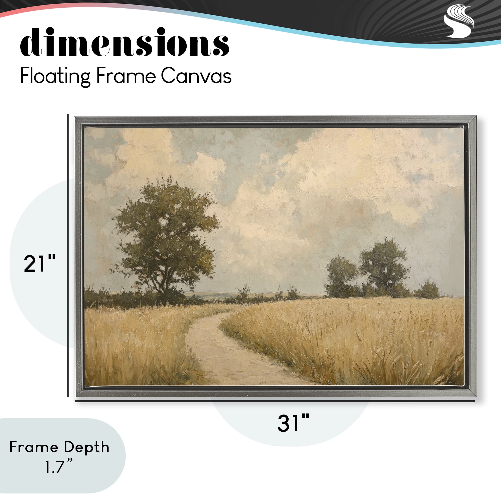 Stupell Industries Soft Field of Wheat Gray Framed Floater Canvas Wall Art, design by Petal Prints Design