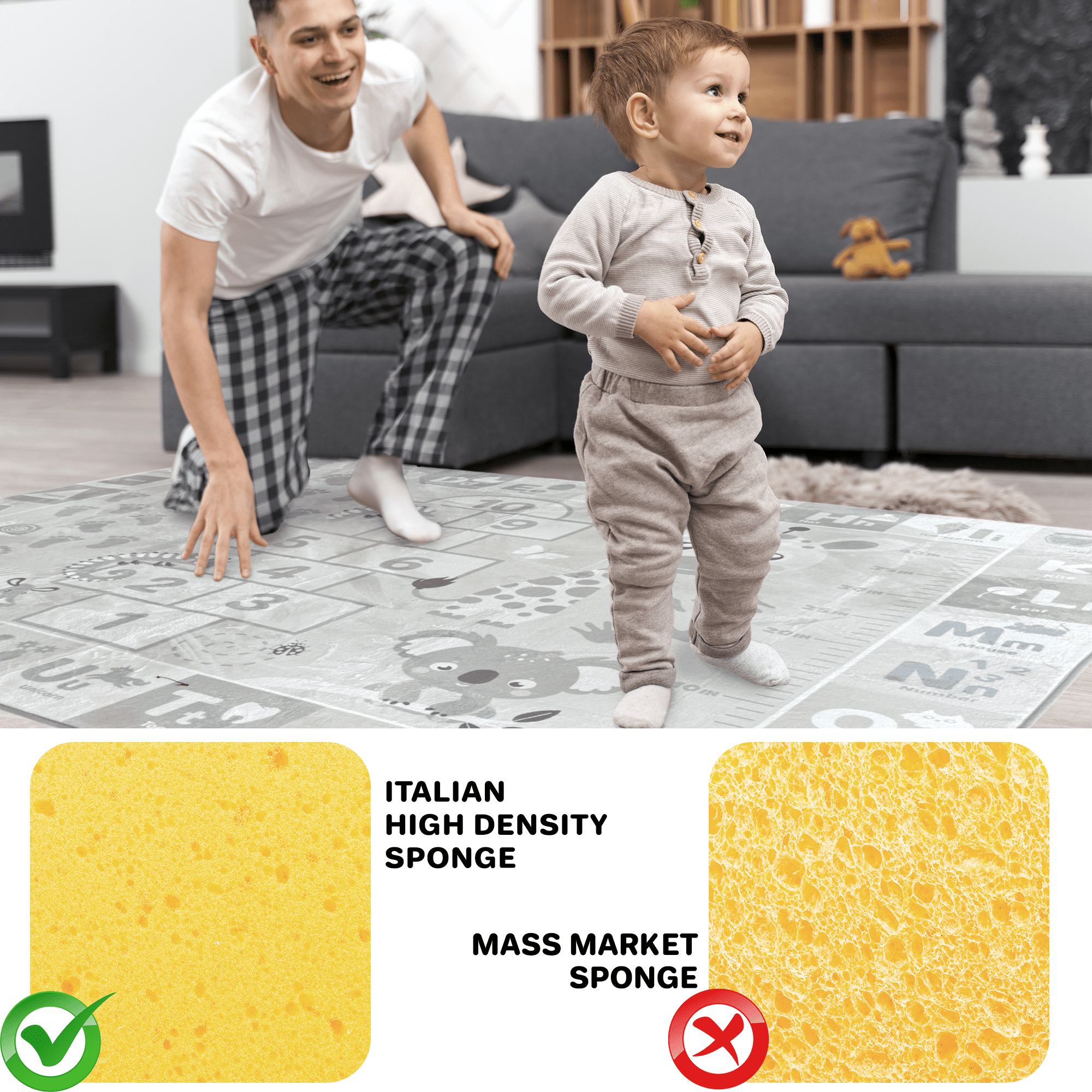 Quokka Baby Play Mat for Floor - Super Soft Plush Padded Non-Slip ABC Playmats for Toddlers 1-3