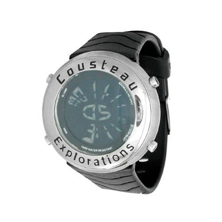 Cousteau Exploration Men's Digital Rubber Strap Watch