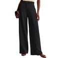 thumbnail image 2 of Women Wide Leg Pants High Waisted Business Casual Work Trousers Dressy Pants with Pockets Black XXL, 2 of 10