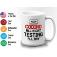 thumbnail image 3 of Progammer Mug White 15oz - Coding All Night - Programmer Debugging Science Coding Geek Nerd HTML Code, 3 of 7