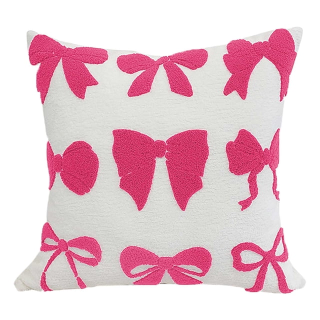 Specollect 4 Pcs Decorative Throw Pillow Covers, Soft Bow Cushion for Sofa Bedroom Living Room, Cozy Home Decor Accent Pillowcase 45*45CM