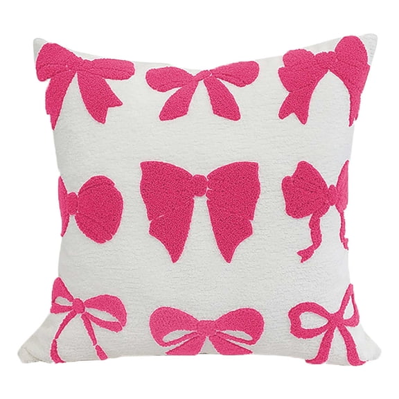 Lilixerw Valentines Day 3D Pink Bow Pattern Pillow Cover 18 x 18 inch,Decorative Cushion Case for Sofa Bedroom,Soft Festive Throw Pillowcase Home Decor,Holiday Gifts Idea