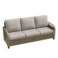 thumbnail image 4 of INTER HUT Modern Wicker Patio Sofa, Rattan Outdoor Couch Sofa, 3 Seat Couch, Brown/Gray, 4 of 9