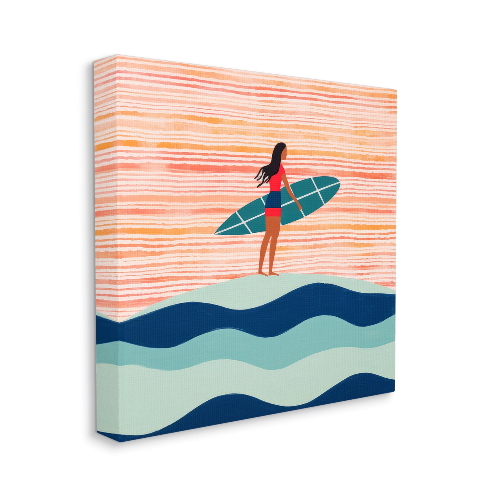 Stupell Industries Boho Beach Surfer Abstract Painting Gallery Wrapped Canvas Art Print Wall Art, 30 x 30