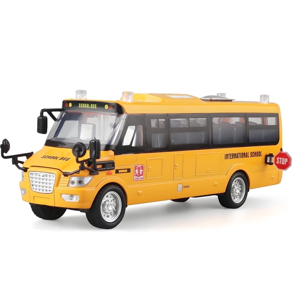 Anmyjuly School Bus Toy for Toddlers 3-5, Alloy Die-Cast Play Vehicle with Sound & Lighting, Yellow