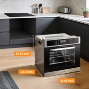 Sunmaki Electric Single Wall Oven 24 Inch , 2.5 Cu. Ft Electric Built-in Convection Oven LED Digital Display Touch Control Timer Alarm Clock Child Lock for Kitchen