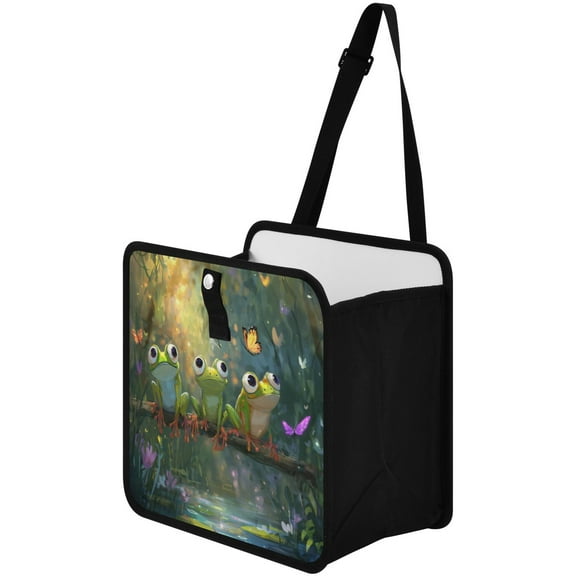 Qxltty Cute Frog Car Dumpster Collapsible Rear Seat Suspension Trash for Front Seat Center Console in Vehicle