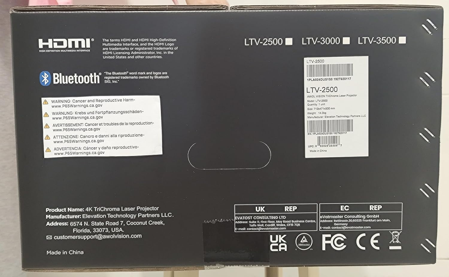 Restored AWOL VISION LTV-2500 Pro 4K UHD Ultra Short Throw Triple Laser Projector with Dolby Vision & Atmos, Active 3D, 150", HDR10+ (Refurbished)