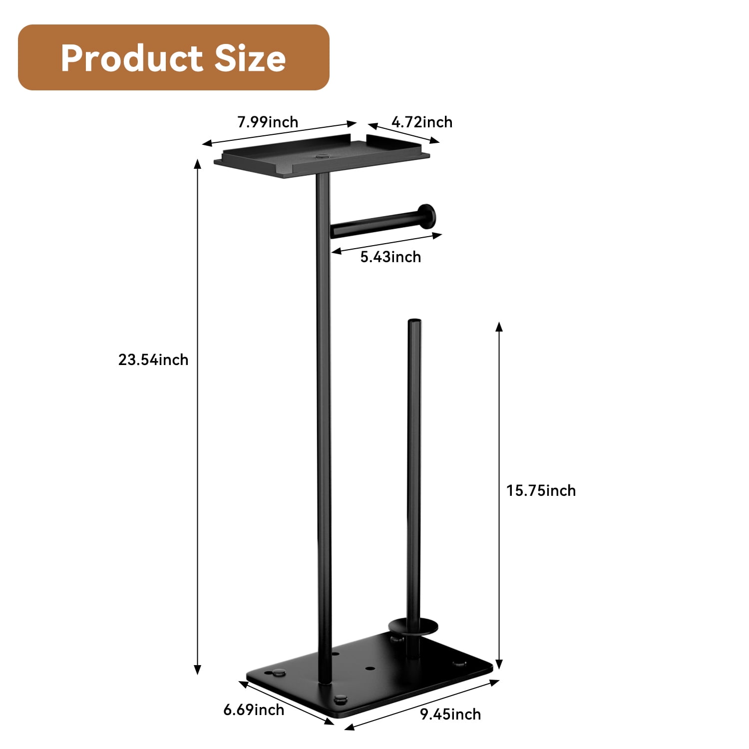 SZZJKJ Toilet Paper Holder Stand with Top Storage Shelf，Toilet Paper Holder，Toilet Paper Rack with Storage Function, Capable of Holding 4 Spare Rolls(Black).
