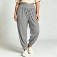 thumbnail image 2 of PWPSG Women's Harem Pants High Waist Button Cuffed Tapered Plus Size Casual Lounge Trousers with Pockets, 2 of 9