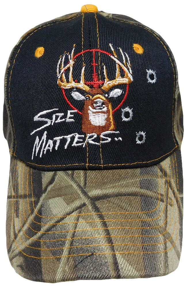 Hunter Hunting Size Matters Buck Deer Black Camo Embroidered Cap Hat