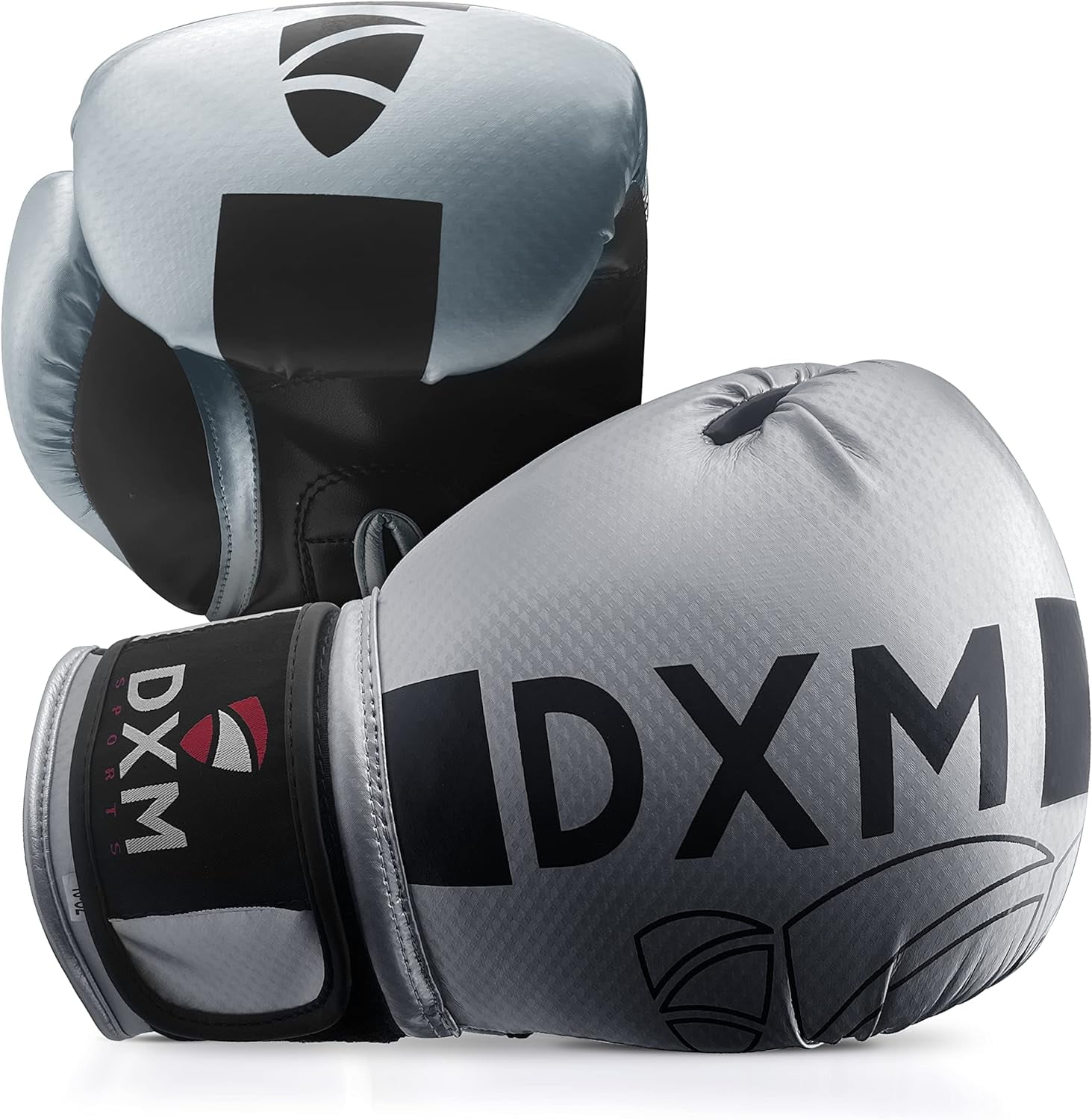 DXM SPORTS Boxing Gloves for Men & Women - Silver & Black, 16oz