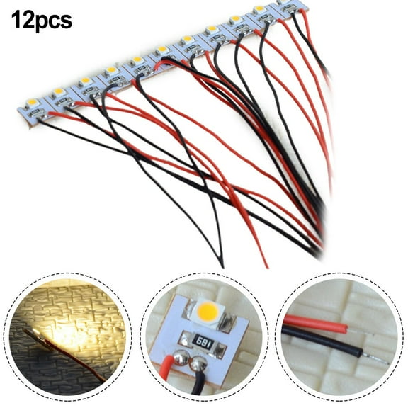 12 Pcs Pre-Wired Warm White 12V SMD LED Building Interior Lighting with Wires