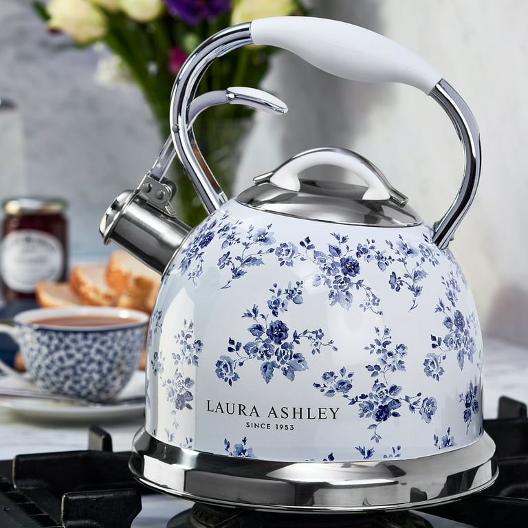 Laura Ashley Stovetop Whistle Kettle, Stainless Steel, China Rose