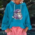 thumbnail image 3 of Women's Christmas Print Loose Casual Long Sleeve Hooded Sweatshirt, Festive Fall Winter Wear with Comfortable Fit and Holiday Design for Seasonal Activities,Royal Blue,M, 3 of 7