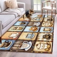 thumbnail image 3 of Coffee Cup Area&nbsp;Rug 3x5ft Theme Retro Plaid Patchwork Farmhouse Non-Slip&nbsp;Washable Square&nbsp;Rugs Soft Felt Indoor Floor Mat for Bedroom Kitchen Living Room Bathroom, 3 of 9