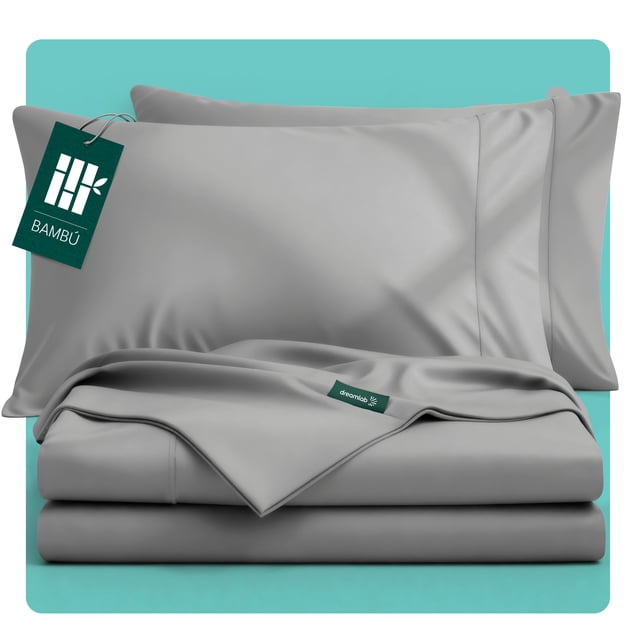 Juego de Sábanas de Bambú Dreamlab, Ropa de Cama Ultra Suave, Fresca, Hipoalergénica, Ecológica, Sábanas Queen de Bambú, Color Gris