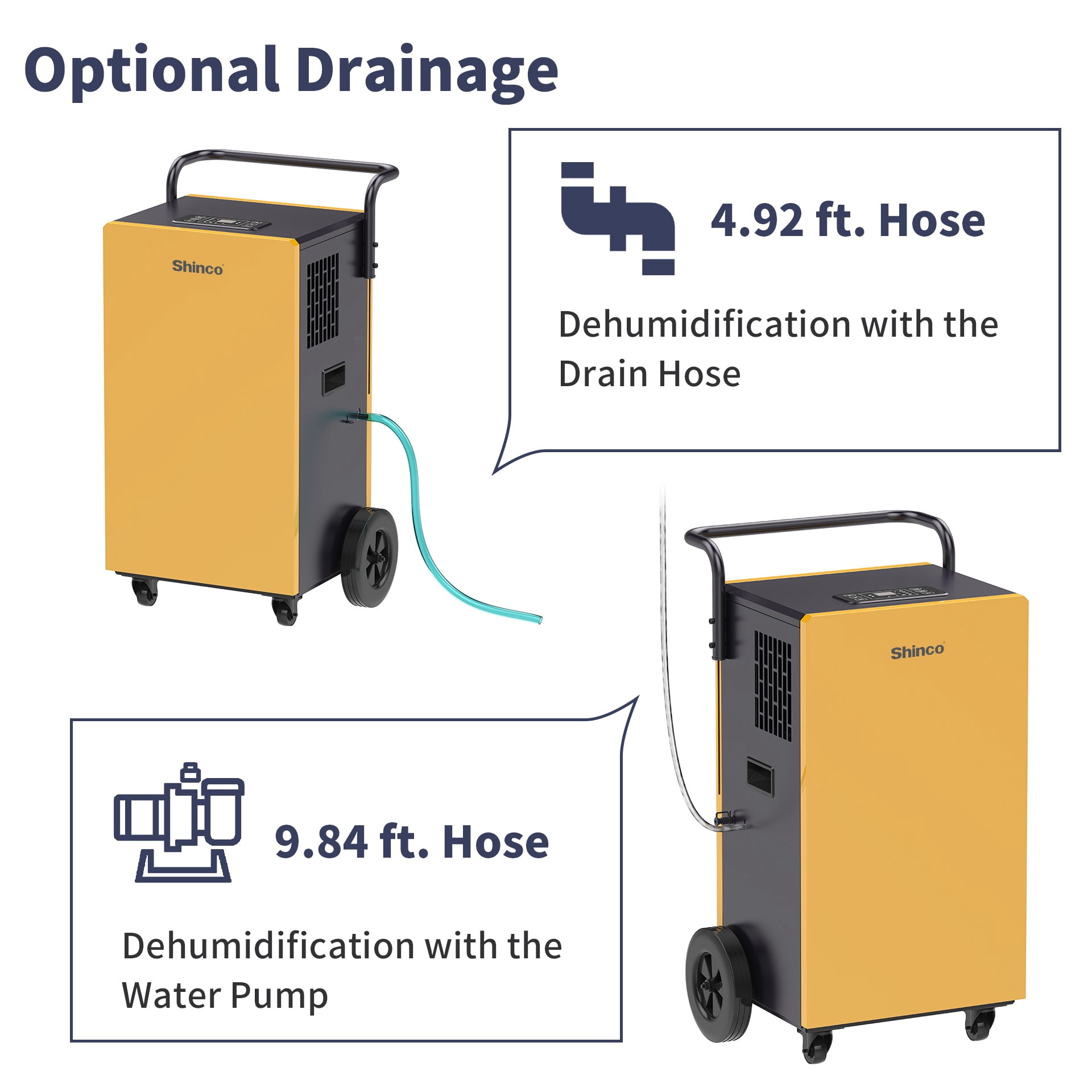 Shinco Commercial Dehumidifier 200 Pints Industrial with Drain Hose for Large Basement & Spaces