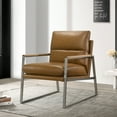 thumbnail image 7 of Omax Decor Colin Stainless Steel & Genuine Leather Accent Chair in Caramel, 7 of 7