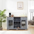 thumbnail image 3 of Barara King Entertainment Center, TV Console Table,Buffet Cabinet, Sideboard with 2 Drawers and Elegant Glass Door Cabinets, Wine and Glass Rack,Blue and Oak, 3 of 14
