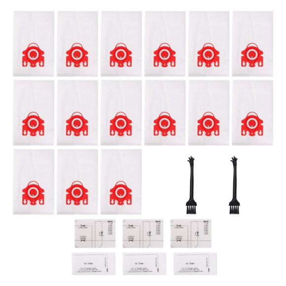 Vacuum Bags Replacement for Miele Compact C1 10123220 w/ Filter Brush Pack of 15