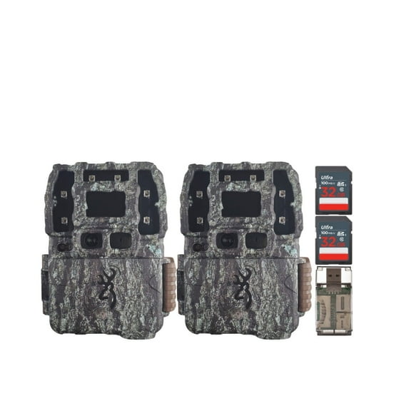 Browning Trail Cameras Strike Force Pro DCL Nano 26MP Trail Camera (2-Pack) Bundle with 32GB Ultra SDHC UHS-I Memory Card (2-Pack) and High Speed Card Reader (5 Items)